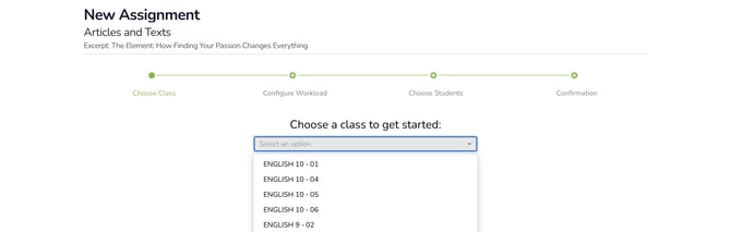 AI Writing Teacher Assingment Flow - 02 Choose Class