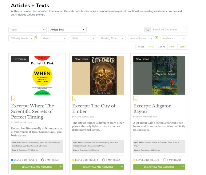 Articles + Texts Main Page