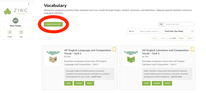 Create Vocabulary Set 01