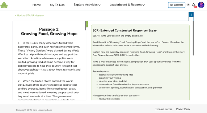 ECR student main page