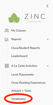 Menu - Vocabulary