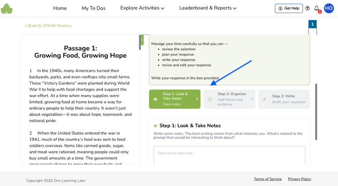 STAAR Student ECR steps