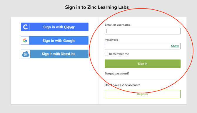 Sign In Page for Direct Users