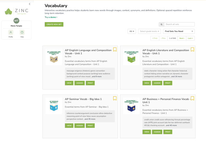 Vocabulary Browse