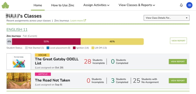 teacher dashboard