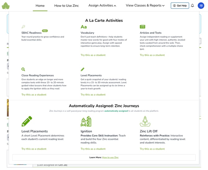 top menu assign activities-1